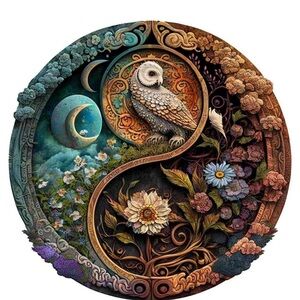 Mystical Owl Wooden Puzzle - Multicolor Design
